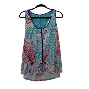 LINEA DONATELLA  Women's Paisley Lace Racer Back Sleep Top Cami Size Medium